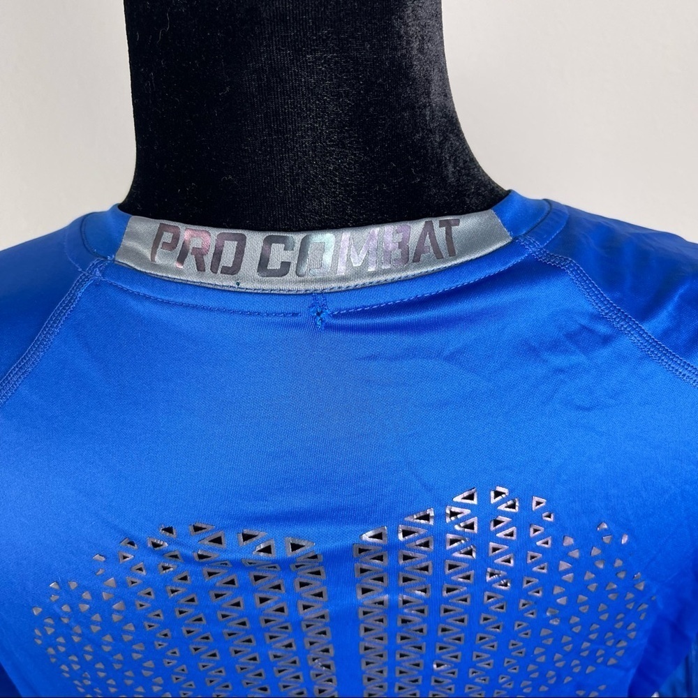 ✅ Nike Pro Combat Dri Fit Compression Cut Out Back blue tee shirt for women XXL - Picture 11 of 14